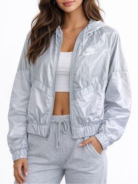 Nike Jacket Women M Windrunner Track Jacket Pure Platinum Grey Vented 804947